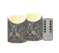 Décorations d'intérieur fausses bougies avec minuterie 2/4/6/8H Nouveau-Brunswick Violet Violet William Morris Motif minuterie Bougies sans flamme pour église