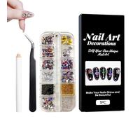 Décorations D'Ongles - Kit De Cristaux Strass Avec Des Formes Multiples,Charmes Et Pierres Avec Pince | Pour Femme Salon Maison Manucure Acrylique Design Fournitures Artistiques