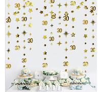 Décorations dorées pour 30e Anniversaire - Guirlande d'étoiles Scintillantes en Forme de Chiffre 30 - Guirlande métallique à Suspendre pour Elle - Fournitures de fête d'anniversaire 30 Ans