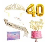 Décorations dorées pour 40e anniversaire pour femmes. Décorations de gâteau d'anniversaire numéro 40. Ballons en aluminium. Bougie. C'était un cadeau d'anniversaire 40 ans pour elle et sa femme.