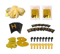 Décorations du 18e anniversaire, Black Gold Glitter joyeux 18e anniversaire Banner de toile de fond trois couleurs ballon noir Gol Balon Arc Garland pour garçons et filles