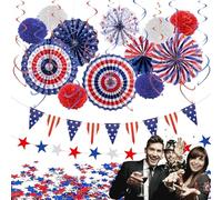 Décorations du 4 juillet | Décoration festive, fête des anciens combattants | Pour maison, appartement, café, école, cour, porche, jardin, défilé de rue, magasin de détail, salon, chambre à coucher