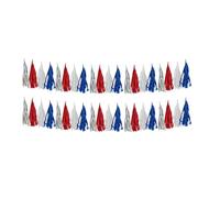 Décorations du 4 juillet - Lot de 2 bannières à franges de 3 m - Bannière à franges rouge, blanc, bleu argenté, pas de bannière en papier de soie à faire soi-même pour le jour de l'indépendance, la