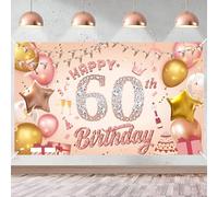 Décorations du 60e anniversaire, bannière de joyeux anniversaire pour les filles, toile de fond d’anniversaire, bannière du 60e anniversaire pour les filles, affiche de signe d’anniversaire