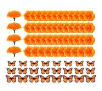 Décorations du Jour des Morts 1 Ensemble Comprend 50 têtes de Fleurs de souci et 24 Papillons monarques pour Diwali Indien Maison Bricolage Couronne Guirlande Halloween Artisanat.