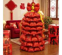 Décorations du Nouvel An chinois 2014 à 134,6 cm - Ballon géant en aluminium rouge sur pied - Décoration de Nouvel An lunaire 3D pour richesse et prospérité - Fournitures de fête pour festival du