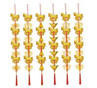 Décorations du Nouvel An chinois 24 pièces ornement de cheval doré suspendu avec pompon Feng Shui bonne chance richesse année lunaire du cheval 2026, 6 styles chinois nouveau 2026, décorations d'anné
