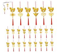 Décorations du Nouvel an Chinois 24 pièces Ornement de Cheval doré Suspendu avec Pompon Feng Shui Bonne Chance Richesse année Lunaire du Cheval 2026, 6 Styles, décoration intérieure pour la Maison