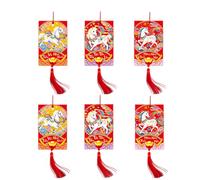 Décorations du Nouvel an Chinois, 6 pièces 2026 Rouge Vietnamien, Thème en Rouge et Or Ornements en Papier - pour Ouverture de Porte de Bureau, Mur, fenêtre, Porte, en Pot, bibliothèque