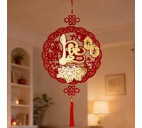 Décorations du Nouvel An chinois vietnamien - 2026 - Année du cheval - Feutre floqué non tissé - Décoration de bon augure - Décoration Vietnam 2026 TET Viet NAM - Ornements à suspendre avec pompon