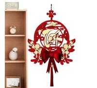 Décorations du Nouvel An lunaire vietnamien - Tissu, 2026 décorations suspendues pour couples - Design attrayant - Pendentif de festival avec pompon pour les fêtes saisonnières au restaurant, à la