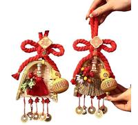 Décorations du Nouvel an Pendentif, 2026 année du Cheval 2 pièces pendentifs Balai et Gourde for poignées de Porte Multicolore(Color25)