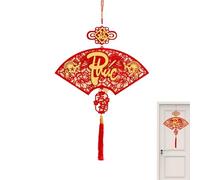 Décorations du Nouvel An vietnamien - Décoration d'éventail en papier de bénédiction vietnamienne à suspendre pour le Nouvel An, décoration de festival du printemps pour mur, maison, porte