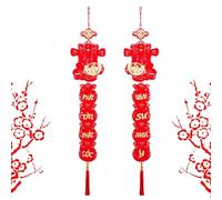 Décorations du Nouvel An vietnamien, nœud rouge pour le Nouvel An, couplets de pompons rouges pour mur, ornements orientaux porte-bonheur pour le Nouvel An lunaire