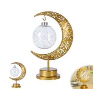 Décorations du Ramadan - Décorations pour la maison - Lumières du Ramadan - Motif étoiles et lune (B)