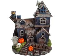 Décorations du Village d'halloween House hantée résine à résine éclairée Solaire intérieure Maison de Village d'halloween pour Les affichages de Vacances à la Maison décor 7.2x5.1x8.3