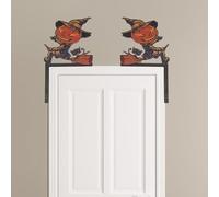 Décorations effrayantes pour fête d'Halloween. Tête de citrouille en bois comme fantôme et faucheuse Cadre de porte Spooky. Pour fête. Durable. Accessoires d'Halloween (C, 26 x 14. 5 cm)
