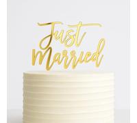 Décorations en acrylique pour gâteaux Just Married Just Married (10,2 cm, acrylique miroir doré)