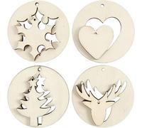 décorations en bois 7 cm blanc 8 pièces