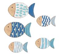 Décorations en bois - Décorations de bord de mer | Décoration murale en forme de poisson | Œuvre d'art en forme de poisson tropical | Thème côtier vintage rustique pour piscine, chambre à coucher