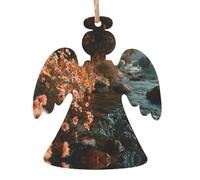 Décorations en bois en forme d'ange de Noël - Motifs de fleurs tendance au bord de la rivière pour décorations de sapin et décorations d'intérieur