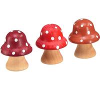 Décorations en bois Mini champignons mouches rouge orange 4cm Set de 12 décors en bois Décoration de table