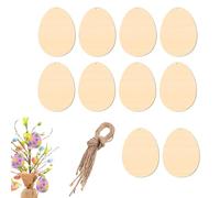 Décorations en bois - Travets de Pâques | Silhouettes en bois non finies | Lot de 24 œufs à peindre pour école, fête, maison, décoration naturelle lisse, bricolage, pendentifs artisanaux avec lanière