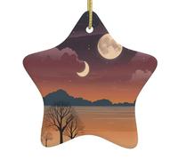 Décorations en céramique à motif lune du soir | Parfait pour les fêtes de Noël en famille, les cheminées de cheminée et les présentoirs de table de vacances