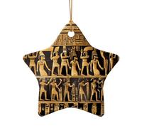 Décorations en céramique à suspendre en forme de sapin de Noël égyptiens hiéroglyphes
