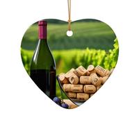 Décorations en céramique à suspendre pour sapin de Noël en forme de bouteille de vin et raisins