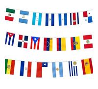 Décorations en classe espagnole 19, 7ft Flags de cordes polyester méticuleuses 7, 9x11, 8 pouces 20 drapeaux de pays espagnols pour le mois traditionnel et les événements culturels pays