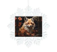 Décorations en forme de renard et de fleurs en forme de flocon de neige à suspendre pour sapin de Noël, Nouvel An