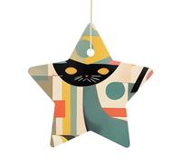 Décorations en forme d'étoile de Noël - Art moderne du milieu du siècle - Décoration à suspendre en céramique pour sapin de Noël, cheminée, décoration de fête murale, décorations festives en forme