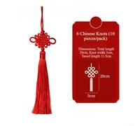 Décorations en nœud chinois faites à la main - Pompon rouge à suspendre - Design traditionnel de bon augure avec élégants pompons en soie - Rouge vif pour décoration de maison ou d'événement (A)