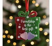 Décorations en verre d'amitié et de joie, décorations à suspendre pour sapin de Noël 2025, décoration flocon de neige, boule de cerf, cadeaux d'anniversaire de remise de diplôme, souvenir d'art