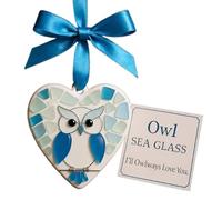 Décorations en Verre | Décoration de Chouette en Forme de Cœur 2D pour la Maison,Ornements de Sapin de Noël | pour Chambre Fête Appartement Lieu de Travail Rétroviseur de Voiture Maison