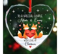 Décorations en verre « To A Special Couple with Love at Christmas », cadeau de Noël personnalisé pour mariage, fiançailles, anniversaire, noms personnalisés Mr & Mrs Fox Together 2025