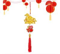 Décorations Équin - Pendenti Mur Cheval Or 3D | Ornement Richesse Nouvel an Chinois avec Gland - pour Mur Porte Fête Célébration Maison Décoration
