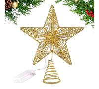 Décorations et décorations LED alimentées par piles pour sapin de Noël | Étoile avec éclairage LED pour le sommet du sapin de Noël pour fête mariage bureau nouvel an vacances bar maison or