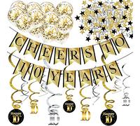 Décorations et kit d'anniversaire pour 10ème anniversaire - Bannière, ballons, spirales et confettis d'anniversaire pour fêter 10ème anniversaire