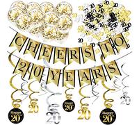 Décorations et kit d'anniversaire pour 20ème anniversaire - Bannière, ballons, spirales et confettis d'anniversaire pour fêter 20ème anniversaire