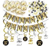 Décorations et kit d'anniversaire pour 25ème anniversaire - Bannière, ballons, spirales et confettis d'anniversaire pour fêter 25ème anniversaire