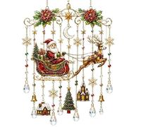 Décorations et ornements de fenêtre peints à l'acrylique de Noël (Style 2) | Pendentifs Père Noël en cristal peint - des décorations de fenêtre qui créent une ambiance festive