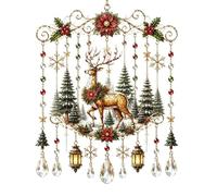 Décorations et ornements de fenêtre peints à l'acrylique de Noël (Style 3) | Pendentifs Père Noël en cristal peint - des décorations de fenêtre qui créent une ambiance festive