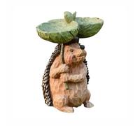 Décorations extérieures pour cour, hérisson, sculptures et statues de cour en résine aspect bois, bain d'oiseaux debout, mangeoires pour oiseaux, statue de pelouse, décoration fantaisiste