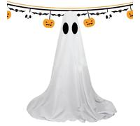 Décorations fantômes à l'extérieur, fantômes en tissu blanc éclairés pour Halloween | Fantôme mignon avec guirlandes lumineuses LED - Ornement de porche fantôme en tissu blanc pour la maison avec guir
