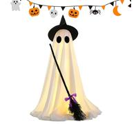 Décorations fantômes allumées, décorations d'halloween Ghost Debout extérieur avec Balai de sorcière, Halloween-Ghost Lights for Backyard Patio Porohes Yards Gardens Lawn Hauted House