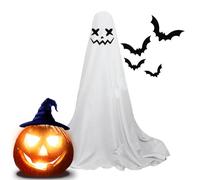 Décorations fantômes d'Halloween, fantômes d'extérieur d'Halloween, grands fantômes en tissu blanc éclairés - Décoration de porche en tissu blanc pour la maison avec lumières
