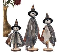 Décorations fantômes Halloween, Ensemble de décorations fantômes, Sculpture en Bois Rustique pour Maison Table | décoration pour Maison fête