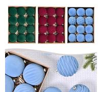 Décorations festives en velours pour sapin de Noël et décoration d'intérieur, 12 boules incassables dans un beau mélange pour l'esprit des fêtes (ciel bleu clair)